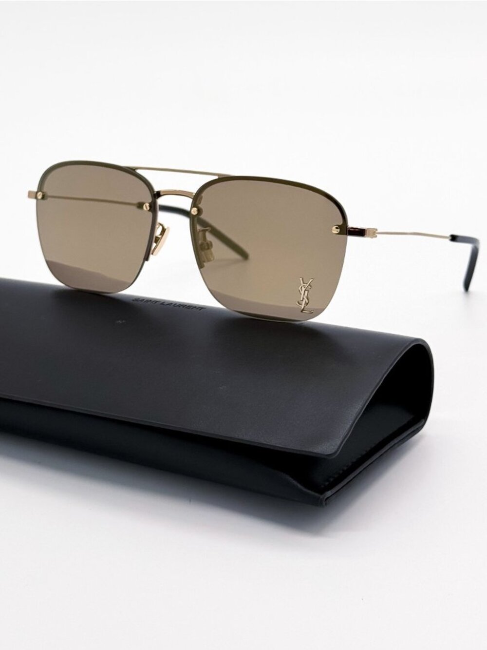 New Saint Laurent SL309M 008 Gold Unisex Pilot Frame Sunglasses